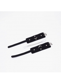 Черные кожаные оковы с хромированной фурнитурой - Crazy Handmade - купить с доставкой в Петрозаводске