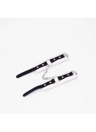 Бело-красные кожаные наручники - Crazy Handmade - купить с доставкой в Петрозаводске