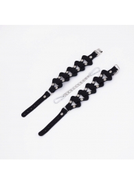 Черные кожаные наручники из звеньев - Crazy Handmade - купить с доставкой в Петрозаводске