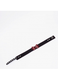 Черный ошейник с красным декором и строчкой - Crazy Handmade - купить с доставкой в Петрозаводске