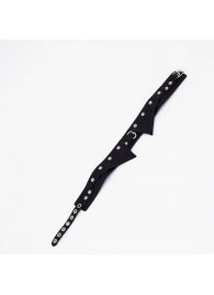 Черный однослойный кожаный ошейник с имитацией воротничка - Crazy Handmade - купить с доставкой в Петрозаводске