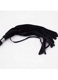 Черный кожаный флоггер со стальной ручкой - 45 см. - Crazy Handmade - купить с доставкой в Петрозаводске