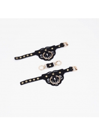 Черные наручники с золотистой фурнитурой - Crazy Handmade - купить с доставкой в Петрозаводске
