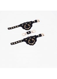 Черные наручники с золотистой фурнитурой - Crazy Handmade - купить с доставкой в Петрозаводске