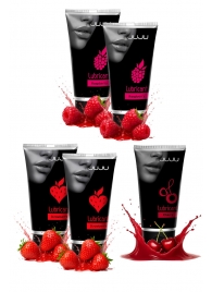 Набор из 5 съедобных лубрикантов JUJU (клубника х 2, малина х 2, вишня) - JuJu - купить с доставкой в Петрозаводске