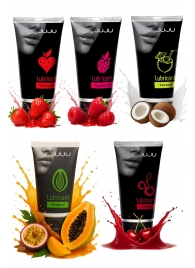 Набор из 5 съедобных лубрикантов JUJU (клубника, малина, тропические фрукты, вишня, кокос) - JuJu - купить с доставкой в Петрозаводске