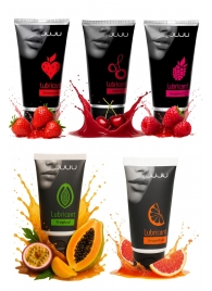 Набор из 5 съедобных лубрикантов JUJU (клубника, малина, тропические фрукты, вишня, грейпфрут) - JuJu - купить с доставкой в Петрозаводске