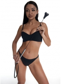 Стек с черным кожаным наконечником в виде сердца и металлической ручкой - 67 см. - Crazy Handmade - купить с доставкой в Петрозаводске