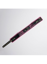 Черно-розовый ошейник с золотистой фурнитурой - Crazy Handmade - купить с доставкой в Петрозаводске