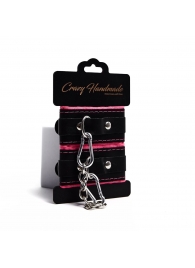 Черно-розовые скругленные наручники с мягкой подкладкой - Crazy Handmade - купить с доставкой в Петрозаводске