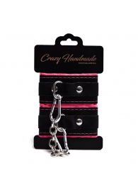 Черно-розовые скругленные наручники с мягкой подкладкой - Crazy Handmade - купить с доставкой в Петрозаводске