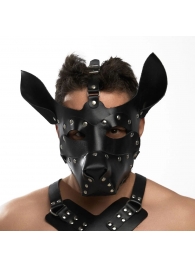 Черная кожаная маска «Собака» - Crazy Handmade - купить с доставкой в Петрозаводске