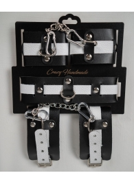 Набор фиксаторов из черной и белой натуральной кожи - Crazy Handmade - купить с доставкой в Петрозаводске