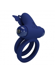 Синее эрекционное кольцо с вибростимуляцией клитора - Baile - в Петрозаводске купить с доставкой