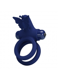Синее эрекционное кольцо с вибростимуляцией клитора - Baile - в Петрозаводске купить с доставкой