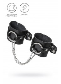 Черные наручники из толстой натуральной кожи с люверсами - Pecado - купить с доставкой в Петрозаводске