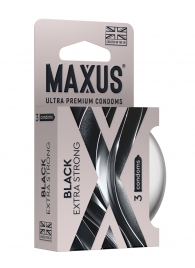 Черные утолщенные презервативы MAXUS Extra Strong с железным кейсом - 3 шт. - Maxus - купить с доставкой в Петрозаводске