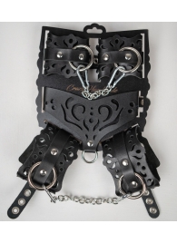 Черный ажурный кожаный набор фиксаций - Crazy Handmade - купить с доставкой в Петрозаводске