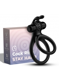Черное эрекционное виброкольцо с подхватом мошонки Stay Hard - Boys of Toys - в Петрозаводске купить с доставкой