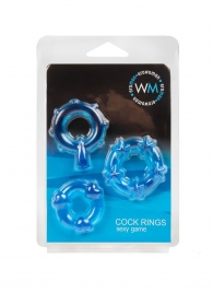 Набор из 3 синих эрекционных колец с различным рельефом - Erowoman-Eroman - в Петрозаводске купить с доставкой