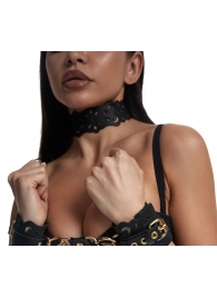 Черный ажурный чокер с золотистой фурнитурой - Crazy Handmade - купить с доставкой в Петрозаводске