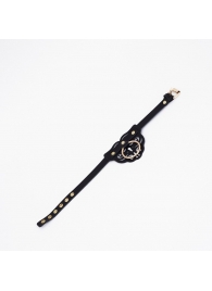 Черный чокер с клепками и золотистой фурнитурой - Crazy Handmade - купить с доставкой в Петрозаводске