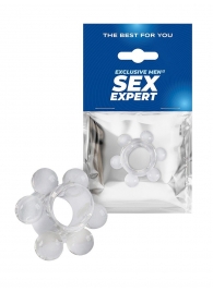Прозрачное эрекционное кольцо с 6 стимулирующими шариками - Sex Expert - в Петрозаводске купить с доставкой