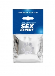 Прозрачное эрекционное кольцо с шариками и шипами - Sex Expert - в Петрозаводске купить с доставкой