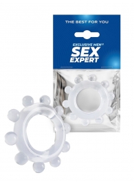 Прозрачное эрекционное кольцо со стимулирующими шариками - Sex Expert - в Петрозаводске купить с доставкой