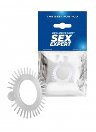 Эластичное эрекционное кольцо с шипиками и шариком - Sex Expert - в Петрозаводске купить с доставкой