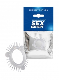 Эластичное эрекционное кольцо с 3 шариками и шипами - Sex Expert - в Петрозаводске купить с доставкой