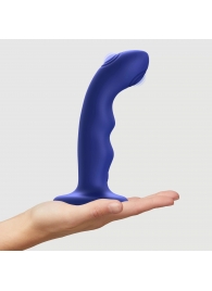 Синяя насадка-стимулятор Strap-On-Me Tapping Dildo Wave - Strap-on-me - купить с доставкой в Петрозаводске