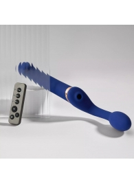 Синий безремневой страпон Multi Orgasm Bendable Strap-On size L с клиторальной стимуляцией - Strap-on-me - купить с доставкой в Петрозаводске