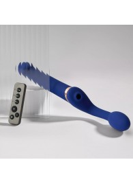 Синий безремневой страпон Multi Orgasm Bendable Strap-On size XL с клиторальной стимуляцией - Strap-on-me - купить с доставкой в Петрозаводске