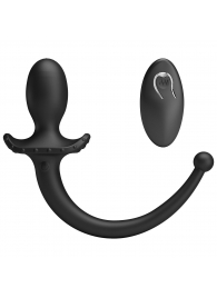 Черная анальная вибропробка с  хвостом и пультом ДУ - Baile