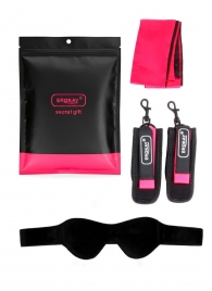 Черно-розовый эротический набор: маска, наручники и повязка - Erokay - купить с доставкой в Петрозаводске