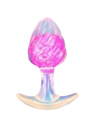 Розоватая анальная пробка со спиралевидным рельефом - 9 см. - AnaLove