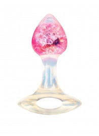 Розоватая анальная пробка с руской - 8,5 см. - AnaLove