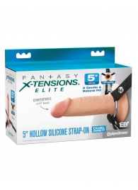 Телесный пустотелый фаллопротез 5’’ Hollow Silicone Strap-On - 14 см. - Pipedream - купить с доставкой в Петрозаводске
