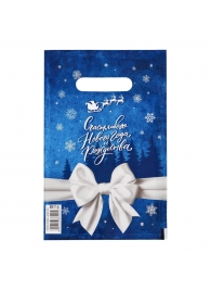 Сине-белый подарочный новогодний пакет с вырубной ручкой (20х30 см) - Сима-Ленд - купить с доставкой в Петрозаводске