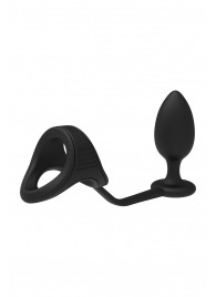 Черное эрекционное кольцо с анальной пробкой Cockstrap With Anal Plug - Dream Toys - в Петрозаводске купить с доставкой