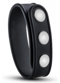 Черное эрекционное кольцо на кнопках - Blush Novelties - в Петрозаводске купить с доставкой