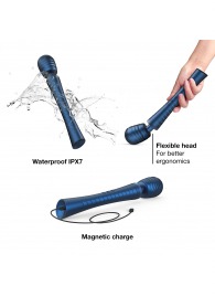 Синий вибромассажёр с насадками Man.wand Edgy - Manwan - в Петрозаводске купить с доставкой