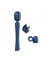 Синий вибромассажёр с насадками Man.wand Edgy - Manwan - в Петрозаводске купить с доставкой