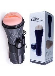 Телесный мастурбатор-вагина в черной колбе с вибрацией - Boys of Toys - в Петрозаводске купить с доставкой