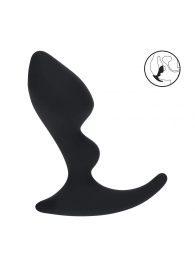 Черная анальная пробка для массажа простаты Double Ripple Silicone Prostate Massager - Shots Media BV - в Петрозаводске купить с доставкой