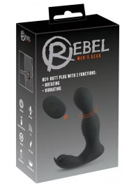 Черная анальная пробка с вибрацией, вращением и пультом ДУ RC Butt Plug with 2 Functions - Orion - в Петрозаводске купить с доставкой