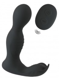 Черная анальная пробка с вибрацией, вращением и пультом ДУ RC Butt Plug with 2 Functions - Orion - в Петрозаводске купить с доставкой