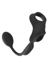 Черное виброкольцо с анальной пробкой Cock Ring with RC Butt Plug - Orion - в Петрозаводске купить с доставкой