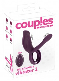 Фиолетовая насадка на член с клиторальным отростком и пультом ДУ RC Couple’s Vibrator 2 - Orion - в Петрозаводске купить с доставкой
